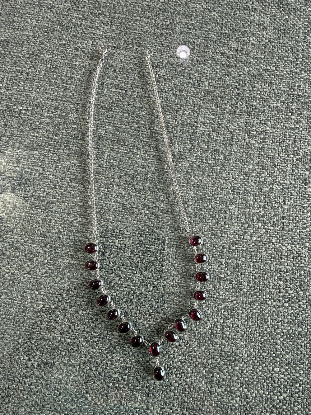 Sterling Silver Teardrop Necklace - Deep Red
